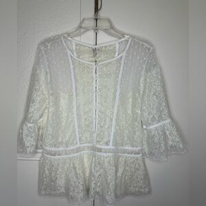 Cato Ivory Lace Blouse L